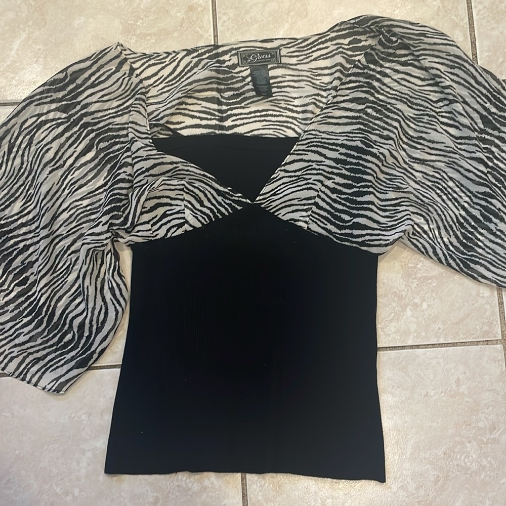 Guess Zebra Patterned Sweater Top - image 2